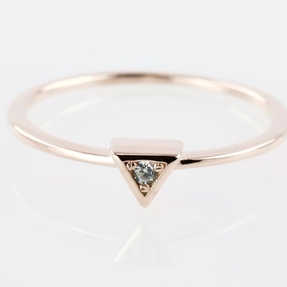 Triangle CZ Rose Gold Over Sterling Stackable Ring - Picture 4 of 7